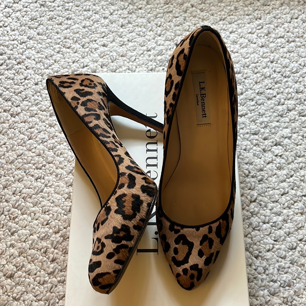 L.K. Bennett Hazel Animal Print Suede & Calf Hair Heels